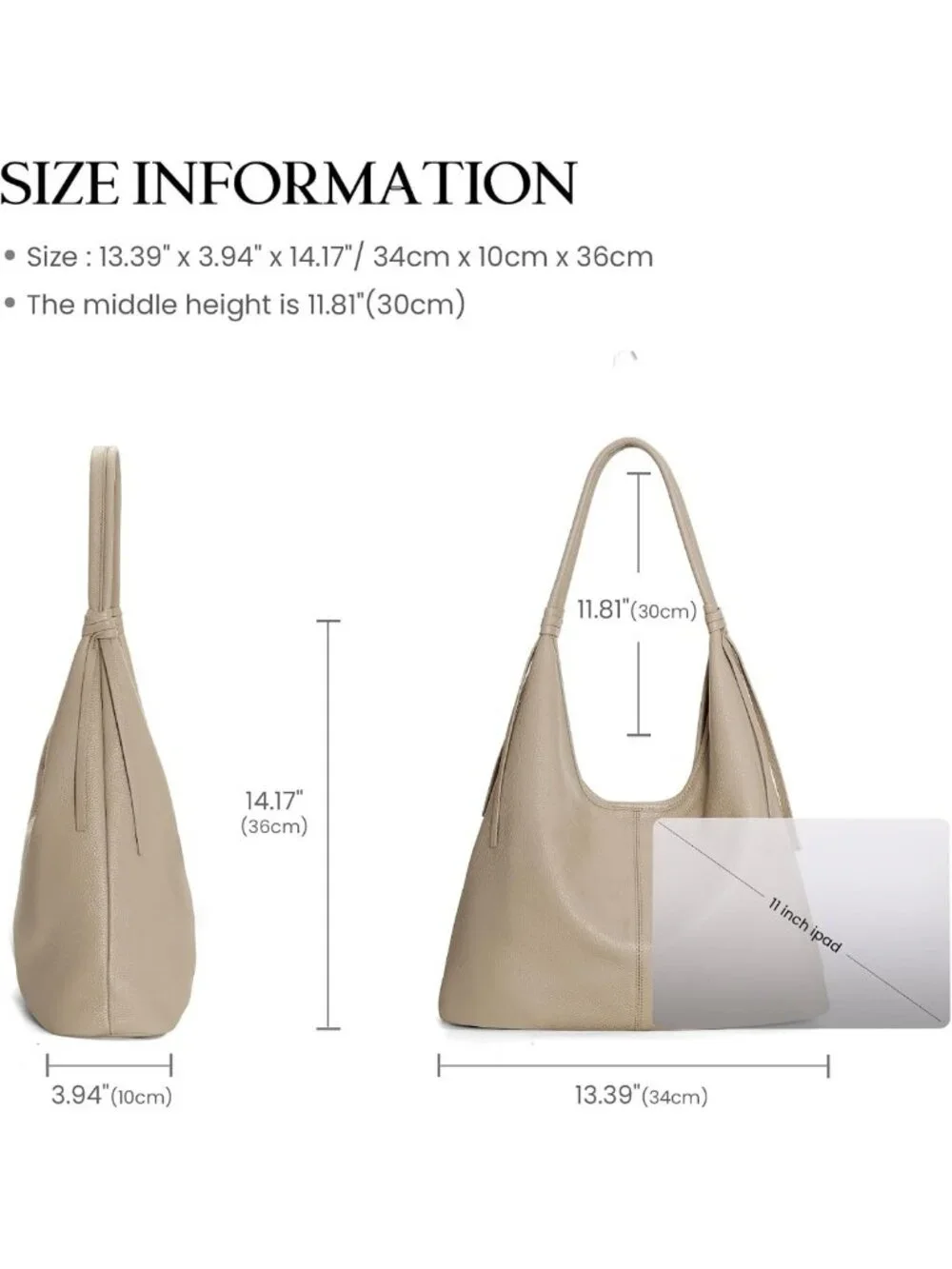 Stylish Slouchy Hobo Bag for Women - Genuine Leather Casual Purse, Versatile